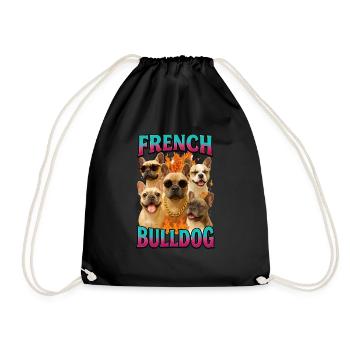 Französische Bulldogge - Turnbeutel - Schwarz - Vorne