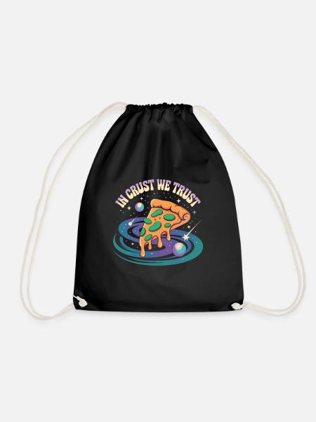 In Crust We Trust - Pizza Universum Shirt - Turnbeutel - Schwarz