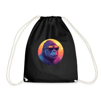 Gorille au coucher du soleil - Sac de sport léger - noir - Devant