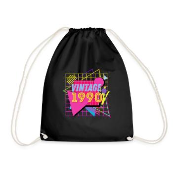 1990 Retro 90er Jahre Stil Bunt Vintage Geburtstag - Turnbeutel - Schwarz - Vorne