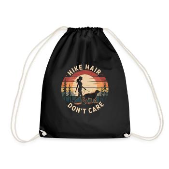 Hiking with Dog Outdoor Women's Shirt - Drawstring Bag - black - Front