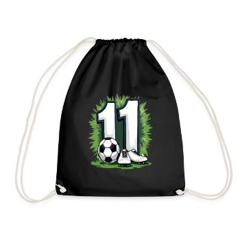 Fußball Geburtstag 11 Jahre Jungen Geschenk - Turnbeutel - Schwarz - Vorne