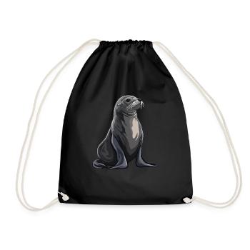Sea Lions Sea Lion - Drawstring Bag - black - Front