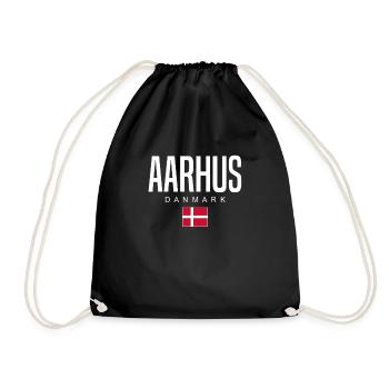 Aarhus, Denmark - Drawstring Bag - black - Front