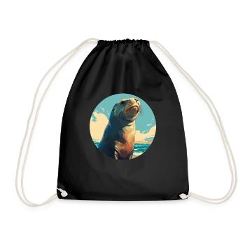 Sea Lions Sea Lion - Drawstring Bag - black - Front