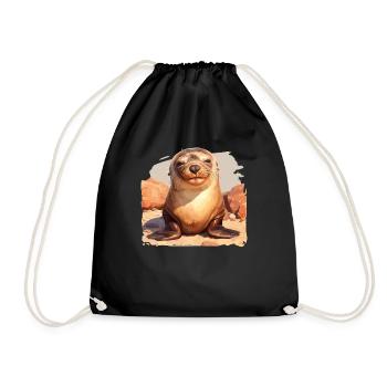 Sea Lions Sea Lion - Drawstring Bag - black - Front