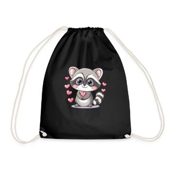 Raton laveur avec cœur - Sac de sport léger - noir - Devant
