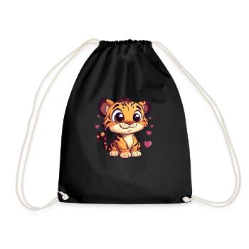 Tiger mit Herzchen - Turnbeutel - Schwarz - Vorne