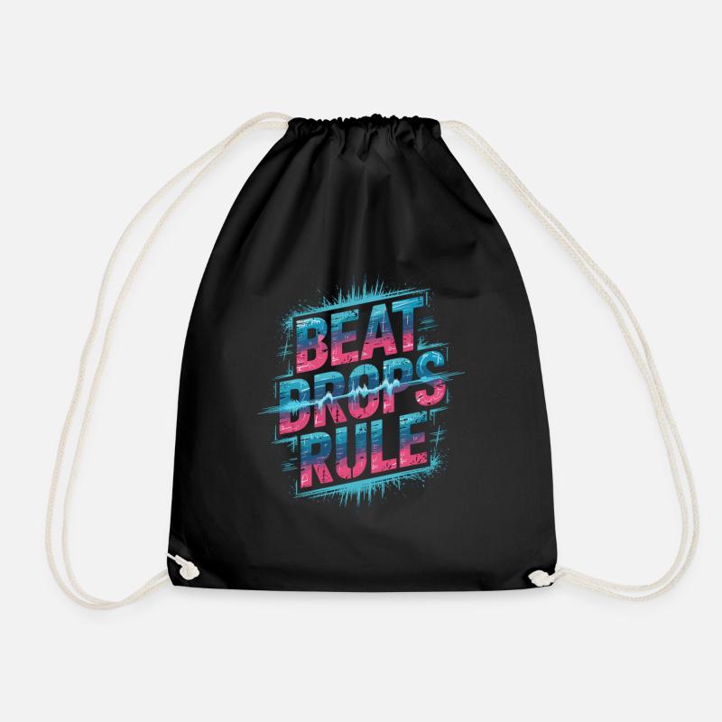 Beat Drops Rule Shirt - EDM Soundwave - Turnbeutel - Schwarz