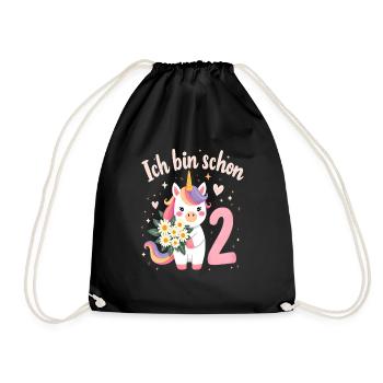 Licorne mignonne 2e anniversaire pour les filles - Sac de sport léger - noir - Devant