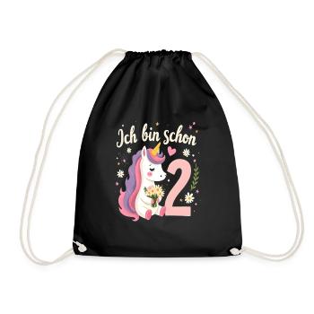 Licorne mignonne 2e anniversaire pour les filles - Sac de sport léger - noir - Devant
