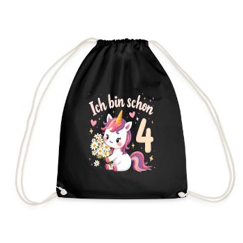 Licorne mignonne 4e anniversaire pour les filles - Sac de sport léger - noir - Devant