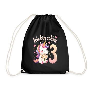 Licorne mignonne 3ème anniversaire pour les filles - Sac de sport léger - noir - Devant