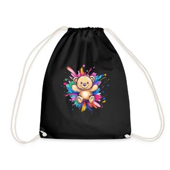 Teddy bear color explosion - Drawstring Bag - black - Front