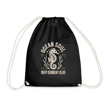 Ocean Soul Seahorse Design - Drawstring Bag - black - Front