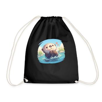 Loutre de mer - Sac de sport léger - noir - Devant