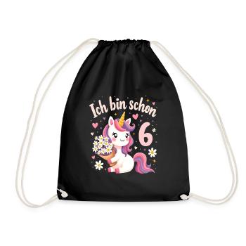 Licorne mignonne 6e anniversaire pour les filles - Sac de sport léger - noir - Devant