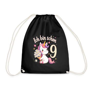 Licorne mignonne 9e anniversaire pour les filles - Sac de sport léger - noir - Devant