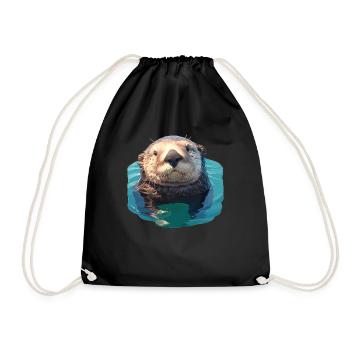 Loutre de mer - Sac de sport léger - noir - Devant