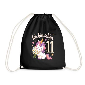 Licorne mignonne 11e anniversaire pour les filles - Sac de sport léger - noir - Devant