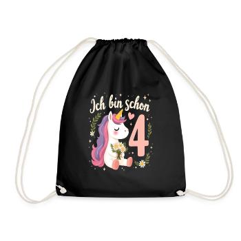 Licorne mignonne 4e anniversaire pour les filles - Sac de sport léger - noir - Devant