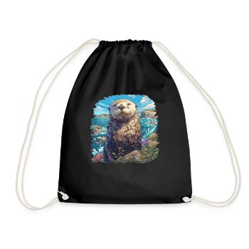 Loutre de mer - Sac de sport léger - noir - Devant