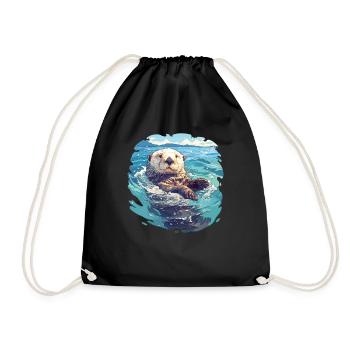 Loutre de mer - Sac de sport léger - noir - Devant