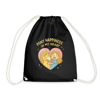 Poney Bonheur Dans Mon Coeur Chevaux Fille - Sac de sport léger - noir - Devant