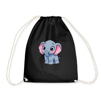 Elephant with big eyes - Drawstring Bag - black - Front