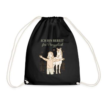 I'm ready for pony happiness Horse Girl - Drawstring Bag - black - Front
