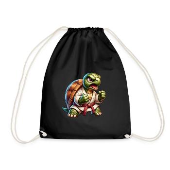 Kampfschildkröte Karate Meister - Turnbeutel - Schwarz - Vorne