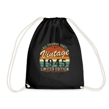 80 Jahre 1945 Vintage Retro Geburtstagsgeschenk - Turnbeutel - Schwarz - Vorne