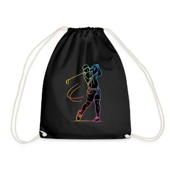 Golfer Silhouette Golf - Drawstring Bag - black - Front