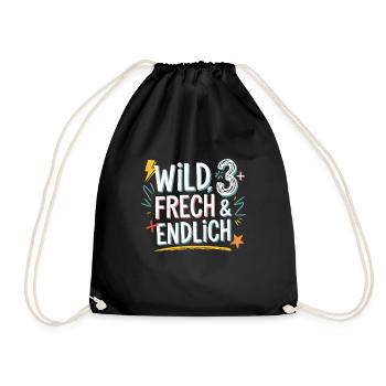 Wild, Cheeky & Finally 3 Years 3rd Birthday - Drawstring Bag - black - Front