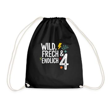 Wild, Cheeky & Finally 4 Years 4th Birthday - Drawstring Bag - black - Front