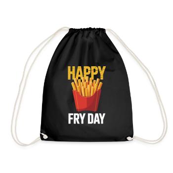 French Fries Friday - Funny Fast Food Weekday - Drawstring Bag - black - Front