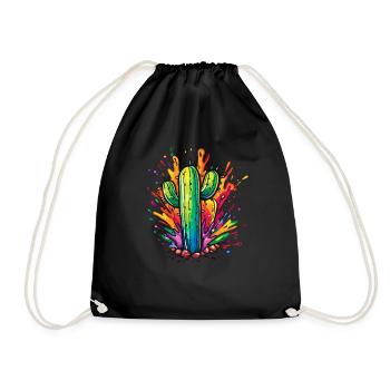 Colorful Cactus Explosion - Drawstring Bag - black - Front