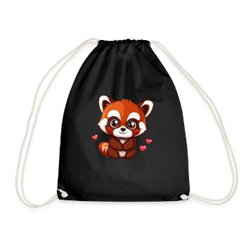 Süßer Roter Panda mit Herzen - Turnbeutel - Schwarz - Vorne