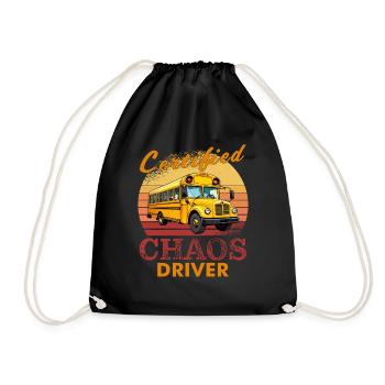 School bus CERIFIED CHAOS DRIVER - Drawstring Bag - black - Front