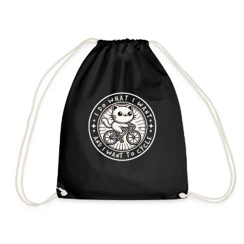 Funny Bicycle Cat with Clear Attitude - Drawstring Bag - black - Front