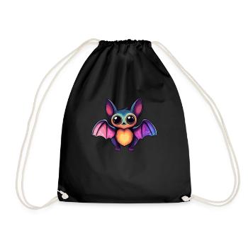 Bunte Fledermaus mit großen Augen - Turnbeutel - Schwarz - Vorne