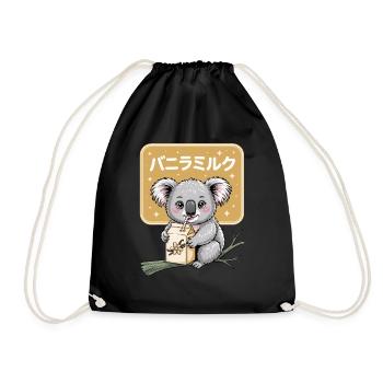 Kawaii Koala Drinking Vanilla Milk Cute Animal - Drawstring Bag - black - Front