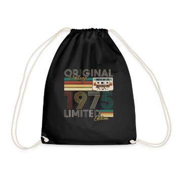 50 Years 1975 Vintage Retro Birthday Gift - Drawstring Bag - black - Front