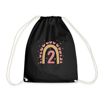 Coeur mignon 2e anniversaire et design arc-en-ciel - Sac de sport léger - noir - Devant