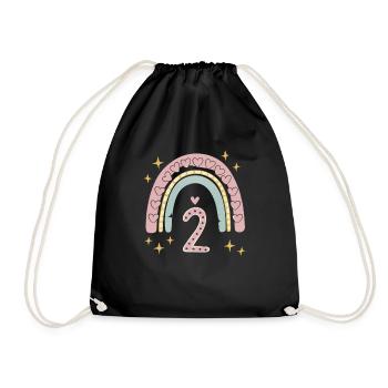 Coeur mignon 2e anniversaire et design arc-en-ciel - Sac de sport léger - noir - Devant