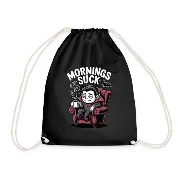 Morgen Saugen Vampir Gothic Halloween Lustig - Turnbeutel - Schwarz - Vorne