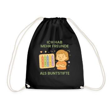 Ich Hab Mehr Freunde Als Buntstifte im - Turnbeutel - Schwarz - Vorne