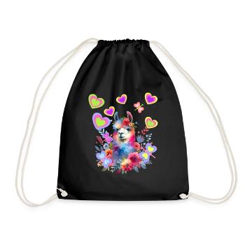 Rétro Lama Lamas Femme Enfant Fille Enfants - Sac de sport léger - noir - Devant