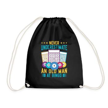Bingo Game Underestimate An Old Man Bingo - Drawstring Bag - black - Front
