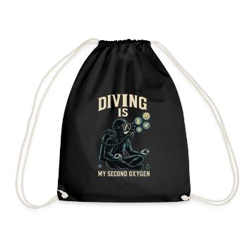 Diving is my second oxygen ocean diver - Drawstring Bag - black - Front